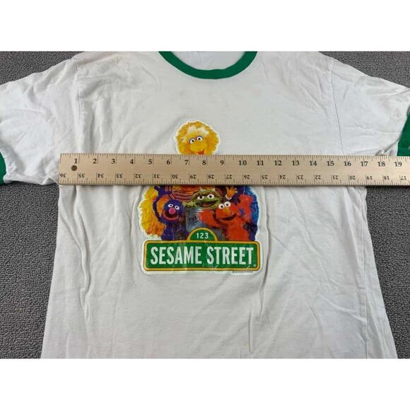 VTG Sesame Street Medium White Green Ringer Graphic T Shirt USA Made - Picture 8 of 10